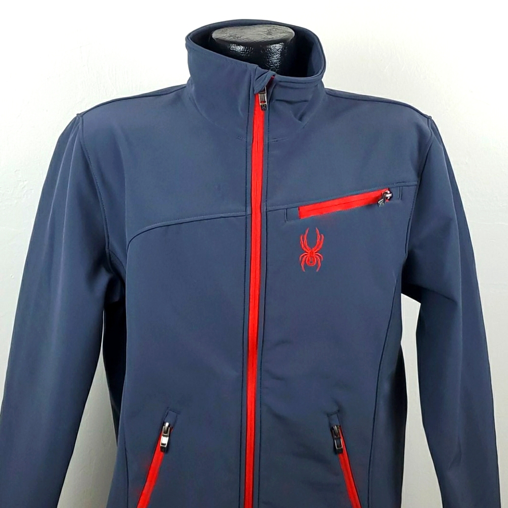 Spyder full zipper gray embroidered jacket size M